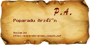 Poparadu Arzén névjegykártya